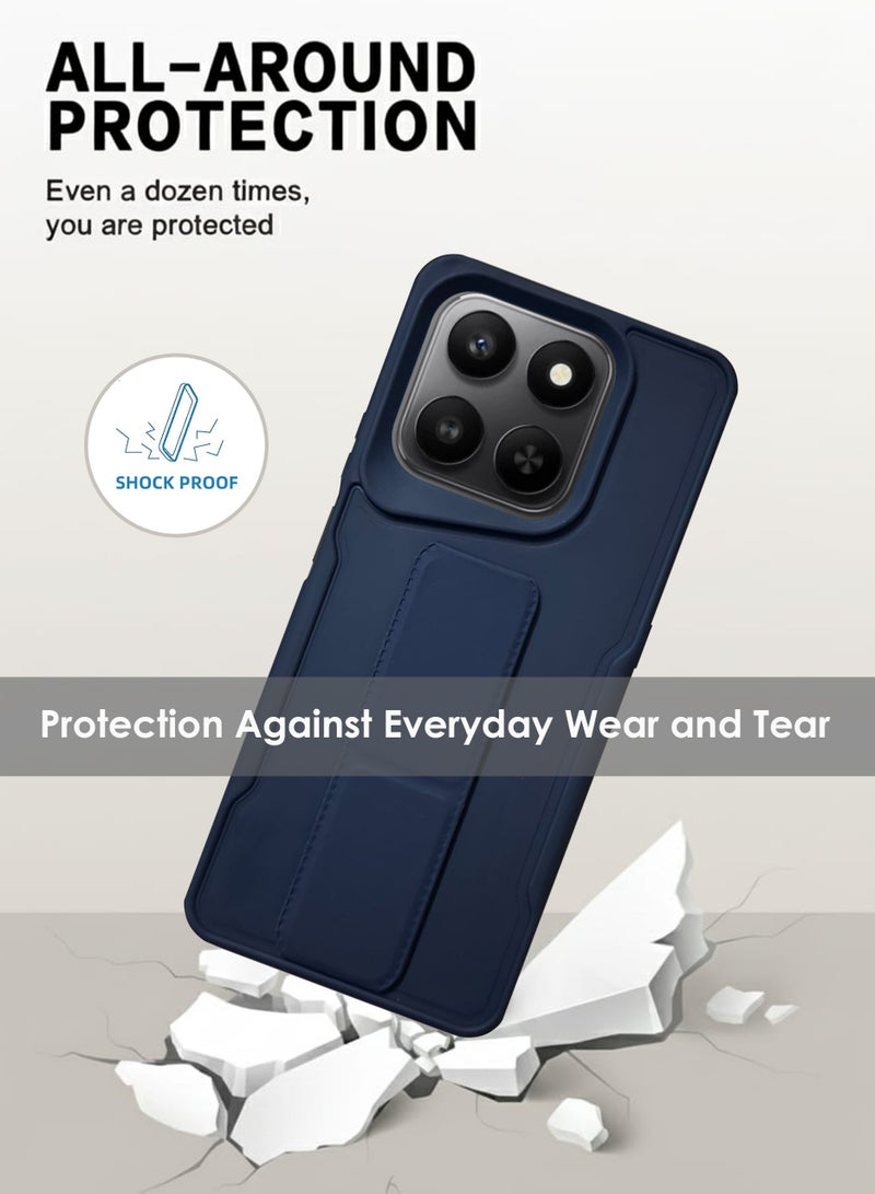 Honor X7d Hand Grip Case Cover - Magnetic Hand Grip Holder & Kickstand Case For Honor X7d - Strong Grip for Magnetic Car Holder, Stylish Silicone Case & Functional, Ultimate Convenience & Hands-Free Viewing - NavyBlue - Image 3